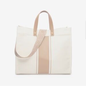 Crown Vintage Large Stripe Tote Beige and Brown